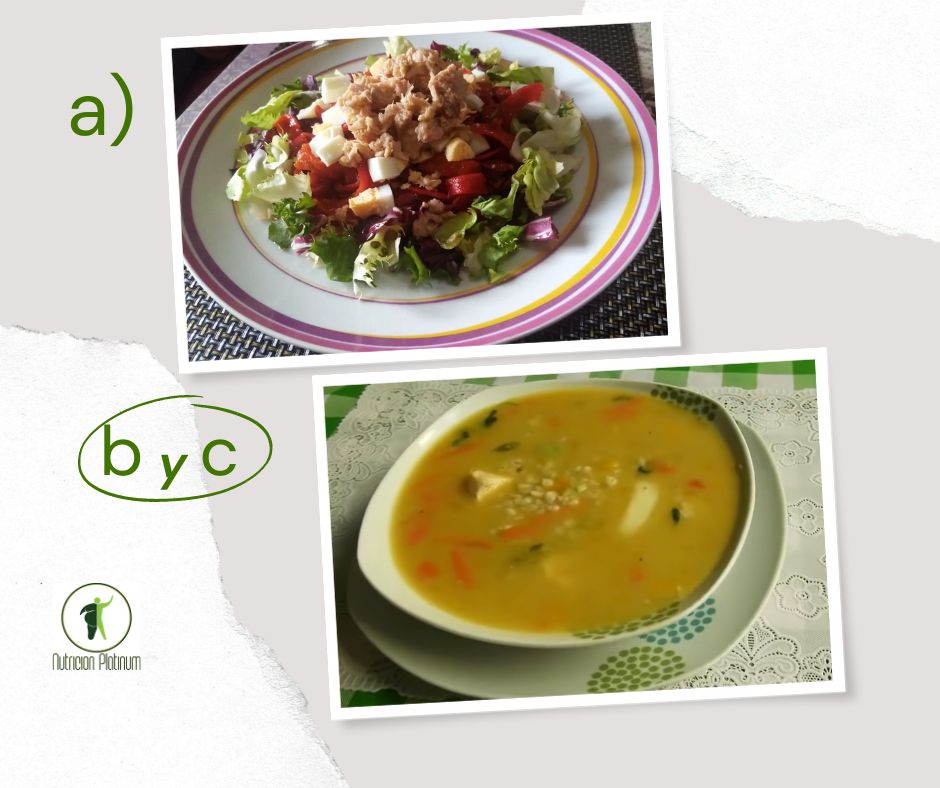 Ensalada de pimientos asados atún y huevo con sopa de trigo (karlos)